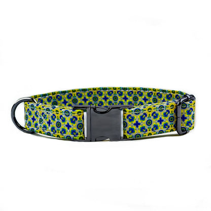 Blue and Yellow Floral Dog Collar