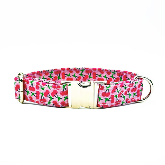 Pink Cherry Design Dog Collar