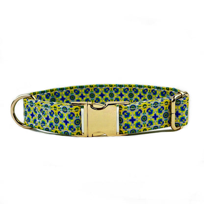 Blue and Yellow Floral Dog Collar